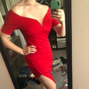 Red Bodycon Off-the-shoulder Dress